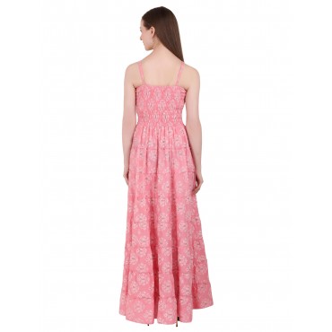 Fit Flare Long Western Dress | Pink colour |