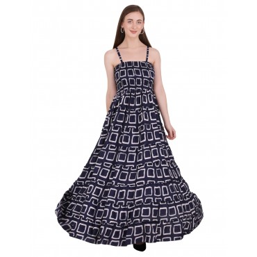 Blue Block print Fit Flare Dress