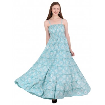 Fit Flare Long Western Dress | SKY BLUE colour |