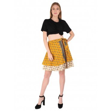 Yellow Short Wrap Skirt 