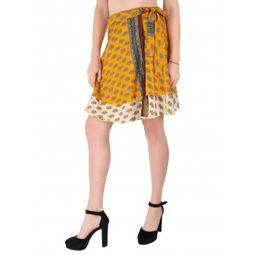 Yellow Short Wrap Skirt 