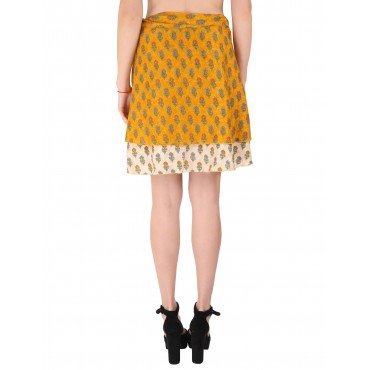 Yellow Short Wrap Skirt 